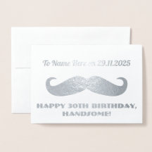 Mustache Happy Birthday Handsome Humory Silver