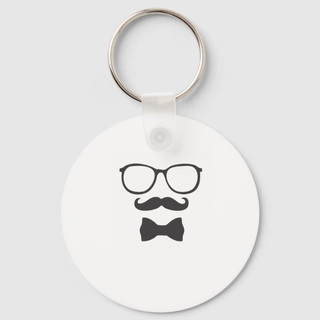 Mustache Hipster Bowtie Glasses Schlüsselanhänger (Vorderseite)