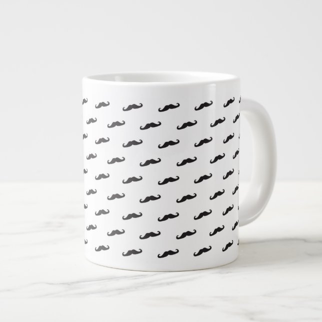 Mustache Hipster Muster 2 Jumbo-Tasse (Vorderseite Rechts)