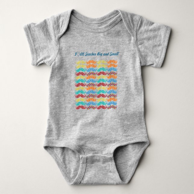 Mustache Hipster Pattern Baby Strampler (Vorderseite)