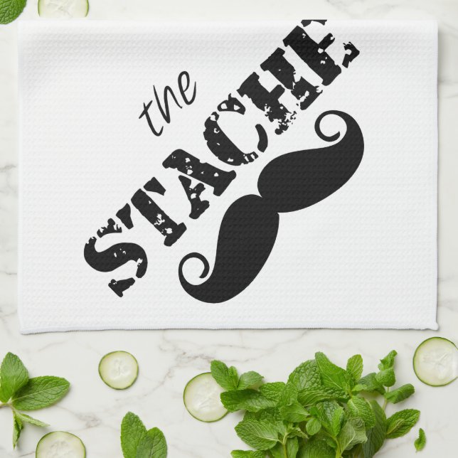 Mustache Hipster Retro-Muster Geschirrtuch (Gefaltet)
