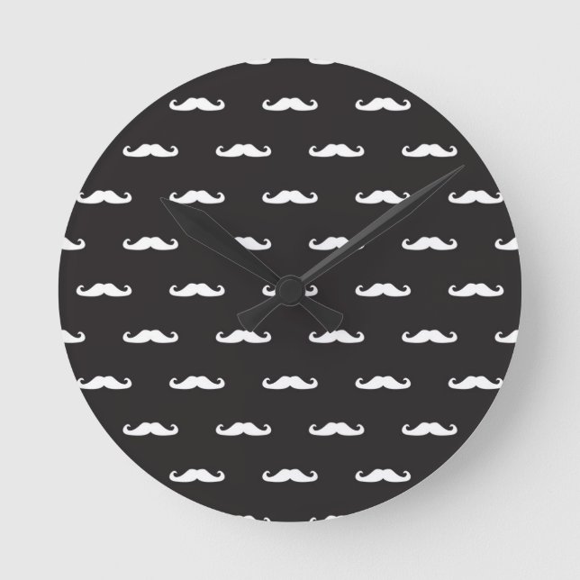 Mustache-Hipster Runde Wanduhr (Vorderseite)