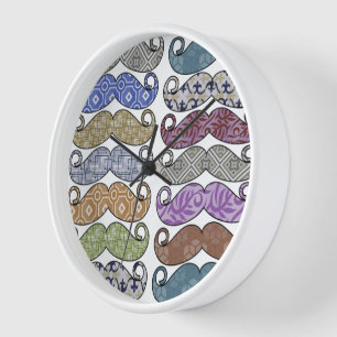 Mustache Hipster Vintag Retro Wanduhr