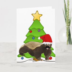 Mustache Honey Badger Santa Feiertagskarte