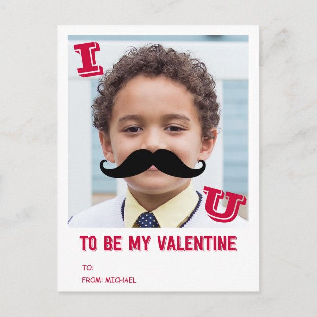 Mustache Kids Classroom Valentine Foto Postkarte (Vorderseite)
