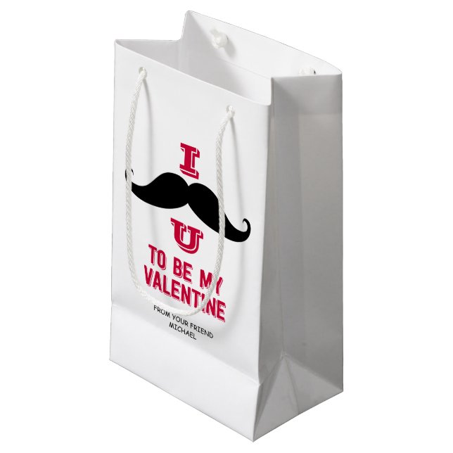 Mustache Kids Classroom Valentine Geschenktasche Kleine Geschenktüte (Vorderseite Schrägansicht)