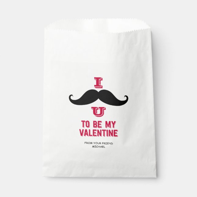 Mustache Kids Classroom Valentine Gevor Bag Geschenktütchen (Vorderseite)