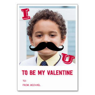 Mustache Kinder Klassenzimmer Valentine Fotokarte Tischnummer