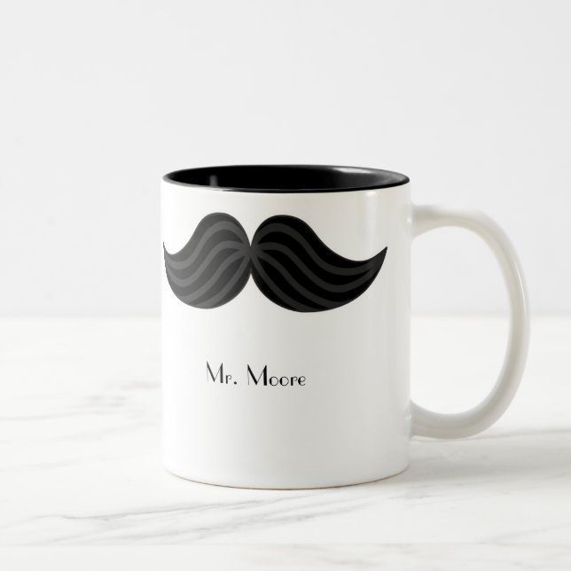 Mustache Lefty Groom-Tasse Zweifarbige Tasse (Rechts)