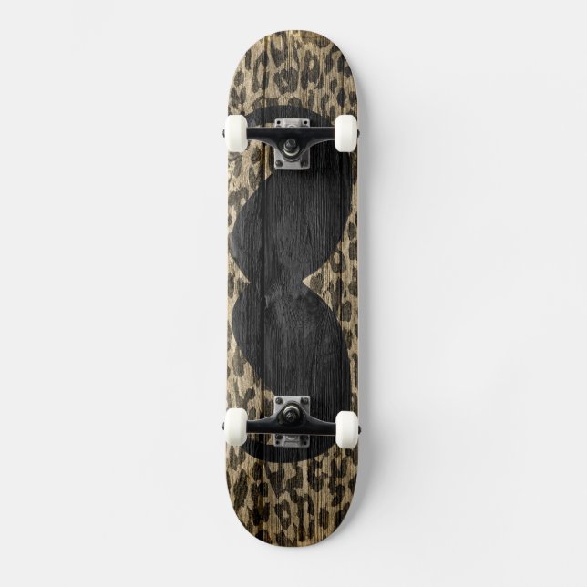 Mustache Leopard Vintag #6 Skateboard (Vorderseite)
