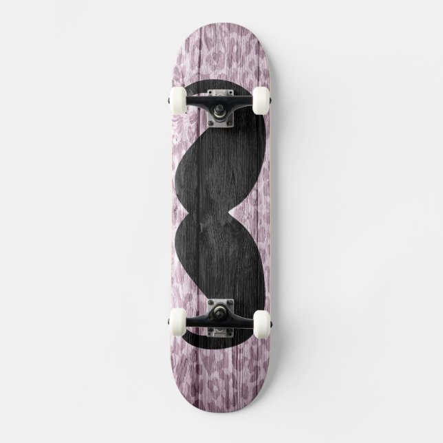 Mustache Leopard Wood Vintag #2 Skateboard (Vorderseite)
