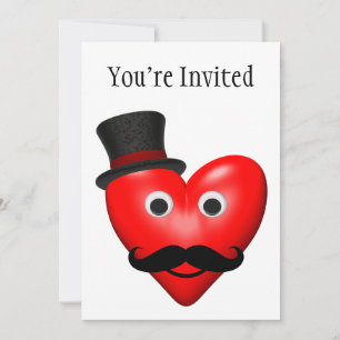 Mustache-Liebe mit Tophat Einladung