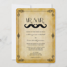 Mustache Liebe Mr & Mr. Vintag Paper Gay Wedding Einladung