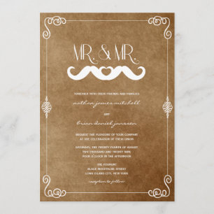 Mustache Liebe & Mr. Vintag Paper Gay Wedding Einladung