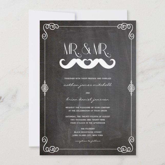 Mustache Liebe Vintage Hochzeit Einladung (Vorderseite)