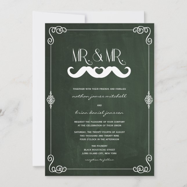 Mustache Liebe Vintage Hochzeit Einladung (Vorderseite)