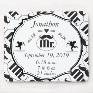 Mustache Lil Man Baby Boy Stats Mousepad