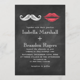 Mustache & Lips Hochzeit Einladung