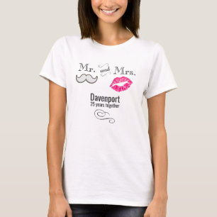 Mustache & Lips Mr. & Mrs. Anniversary T-Shirt
