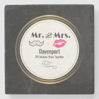 Mustache & Lips Mr. & Mrs. - Jahrestag
