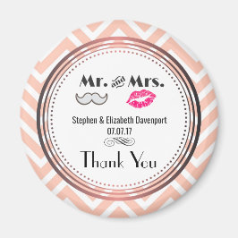 Mustache & Lips Mr. & Mrs Wedding Vielen Dank Magnet