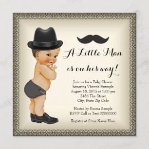 Mustache Little Man Baby Shower Einladung