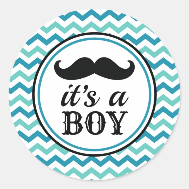 Mustache Little Man Baby Shower Stickers - Boy (Vorderseite)