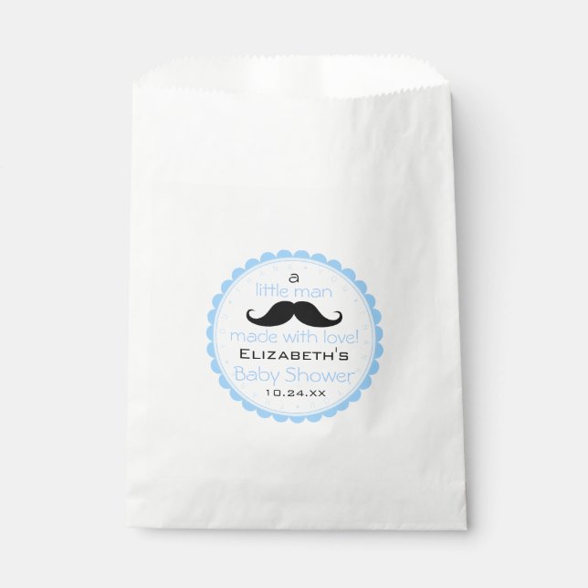 Mustache Little Man Baby Showgast Geschenktütchen (Vorderseite)