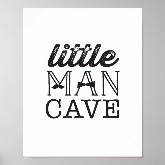 Mustache Little Man Cave Boy Baby Kinderzimmer Art Poster (Vorne)