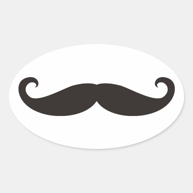 Mustache / Mustache / Schnurbart Ovaler Aufkleber (Vorderseite)