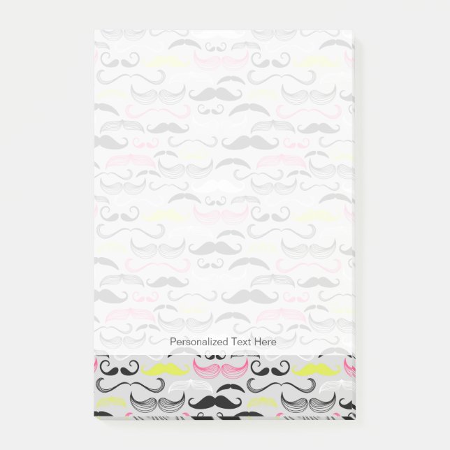 Mustache-Muster, Retro-Stil Post-it Klebezettel (Vorderseite)