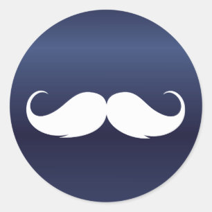 Mustache Navy Blue Baby Duwer Favoriten Runder Aufkleber