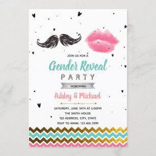 Mustache oder Lippengeschlecht zeigen Party Einlad Einladung