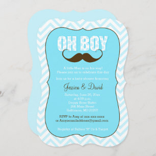 Mustache Oh Boy Little Man Baby Showeinlage Einladung