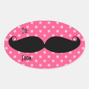 Mustache Oval Stickers