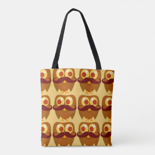 Mustache Owl Mania Niedlich Cartoon Muster