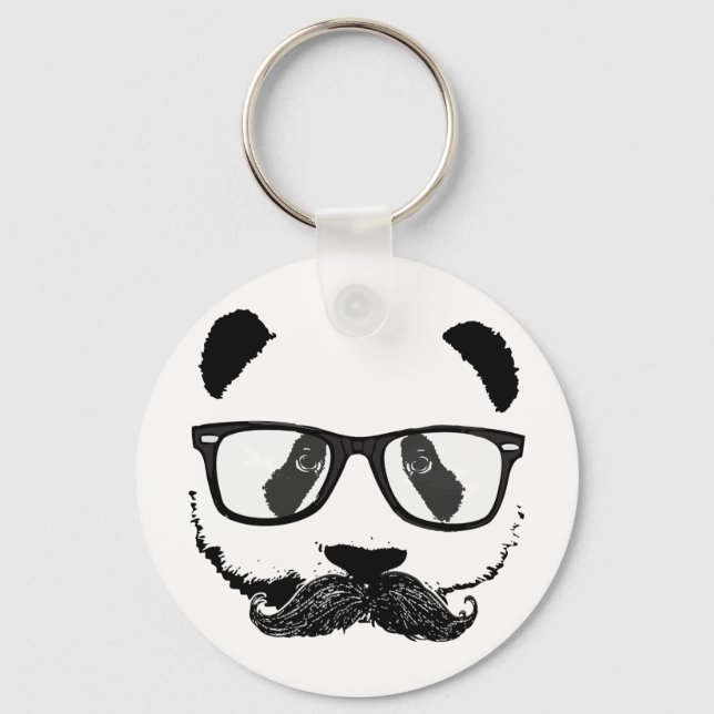 Mustache Pandaz in Da Disco Schlüsselanhänger (Vorderseite)