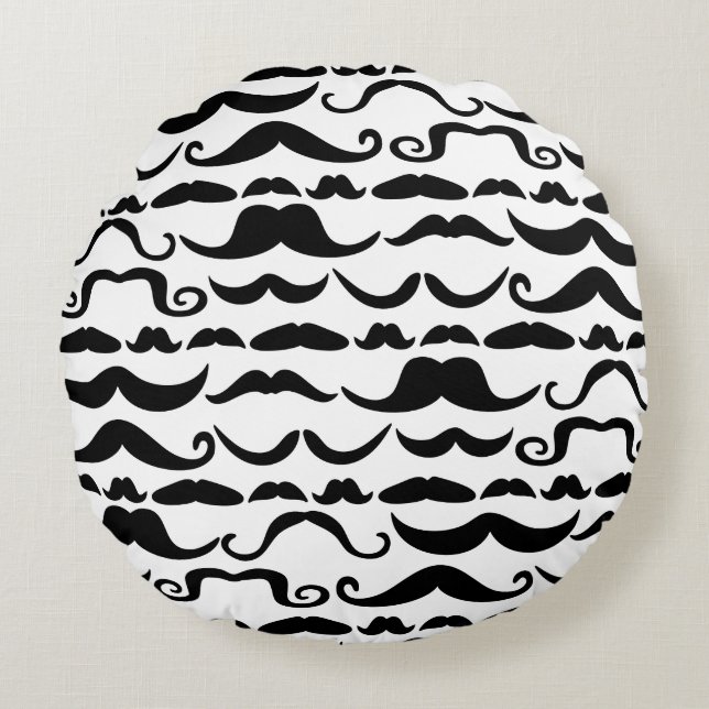 Mustache Pattern Rundes Kissen (Vorderseite)