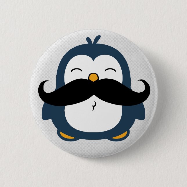 Mustache Penguin Button (Vorderseite)