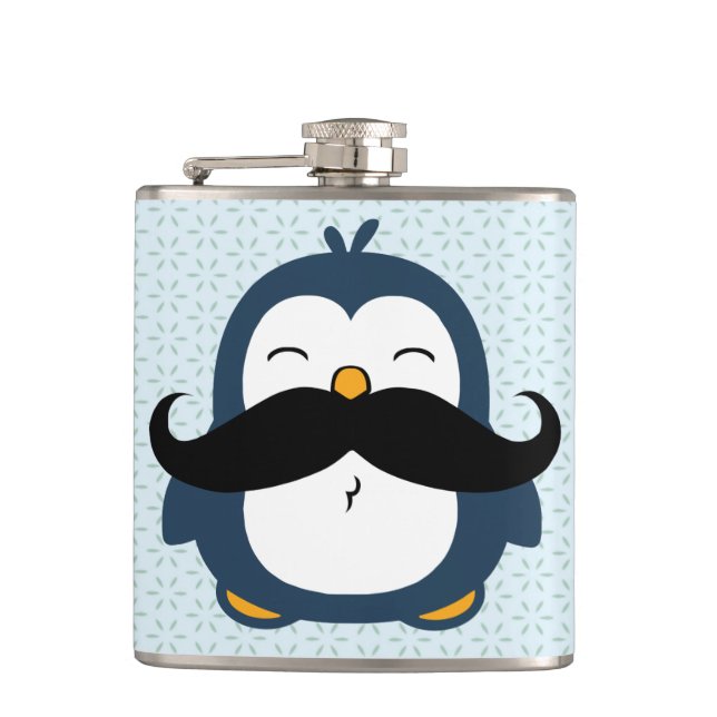 Mustache Penguin Flachmann (Vorderseite)