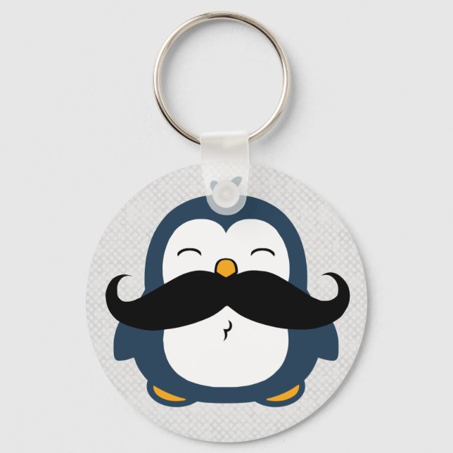 Mustache Penguin Schlüsselanhänger (Vorderseite)
