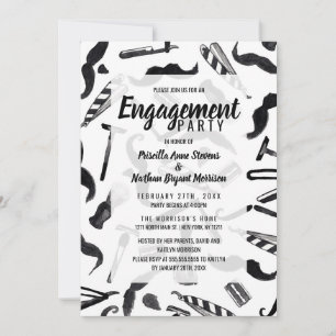 Mustache Razor Shaver Wasserfarbenmuster Einladung