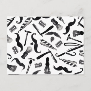 Mustache Razor Shaver Watercolor Frischmuster Postkarte