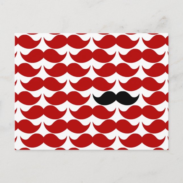 Mustache Red Retro Funky Pattern Postkarte (Vorderseite)