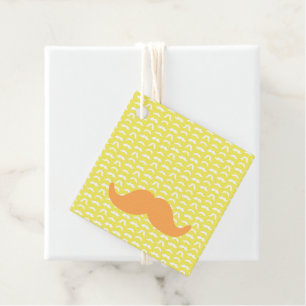 Mustache Retro Ihm gelber weißer Orangenspass Geschenkanhänger