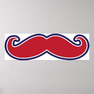 Mustache - Rot, Weiß und Blau Poster