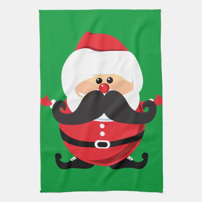 Mustache Santa Claus Geschirrtuch (Vertikal)