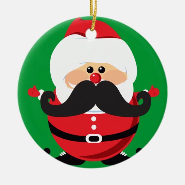 Mustache Santa Claus Keramikornament (Vorne)