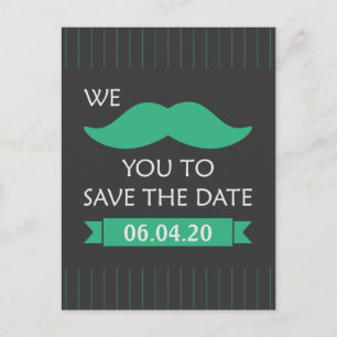 Mustache Save the Date Ankündigungspostkarte
