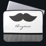 Mustache Schwarz-weiß Stripes Laptop Sleeve Case<br><div class="desc">Mustache Schwarz-weiß Stripes Laptop Sleeve Gehäuse.</div>